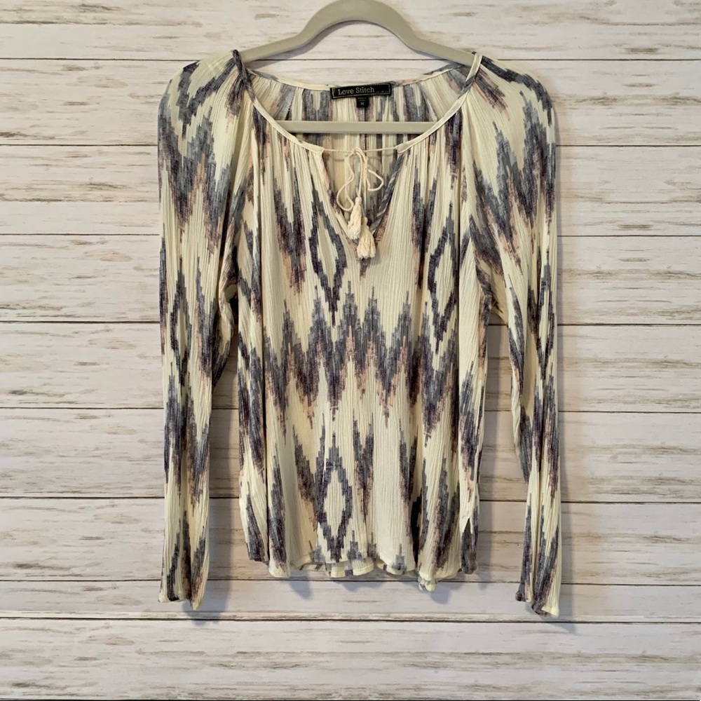 Love Stitch Tassle Tie Top